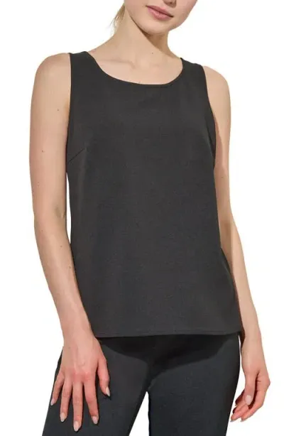 Ming Wang Deco Stretch Crepe Tank Top In Black