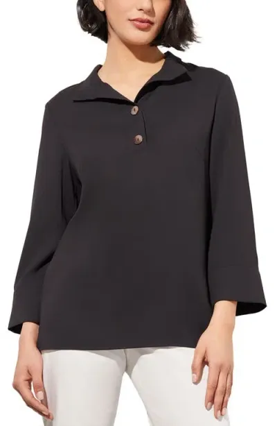 Ming Wang Wing Collar Bracelet Sleeve Crêpe De Chine Top In Black