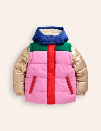 Mini Boden Kids' 2-in-1 Padded Coat Multi Metallic Colourblock Girls Boden