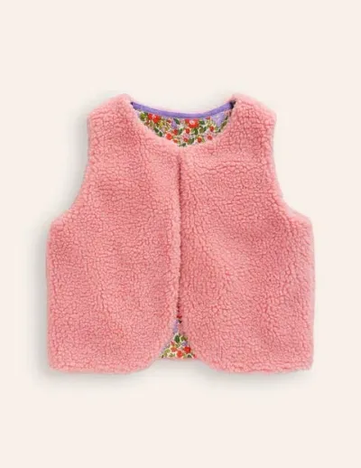 Mini Boden Kids' Borg Gilet Almond Pink Girls Boden