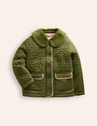 Mini Boden Kids' Classic Quilted Jacket Woodland Moss Green Girls Boden