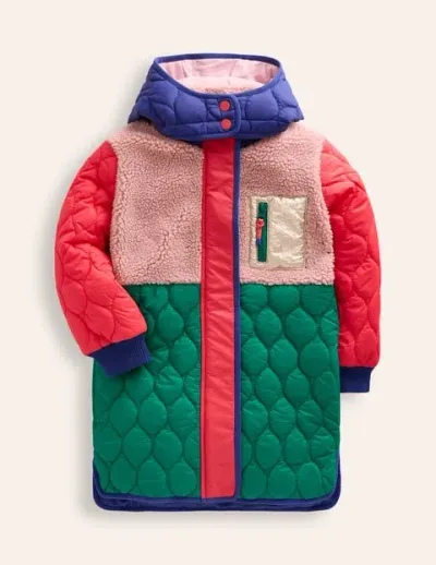 Mini Boden Kids' Colourblock Longline Coat Multi Colourblock Girls Boden