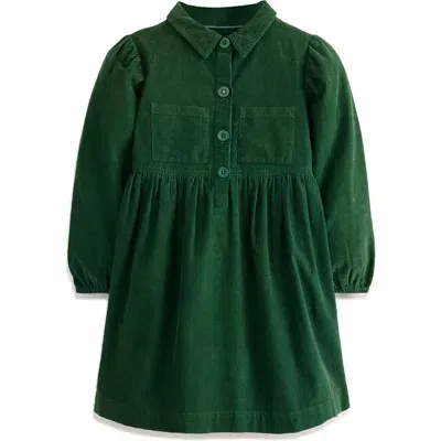 Mini Boden Kids' Aubrey Long Sleeve Corduroy Shirtdress In Ivy Green Cord