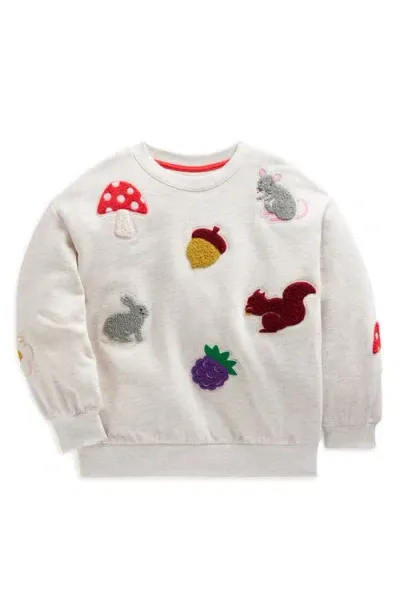 Mini Boden Kids' Autumn Appliqué Graphic Sweatshirt In Oatmeal