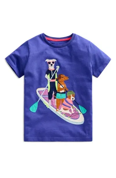 Mini Boden Kids' Boating Dogs Appliquéd T-shirt In Blue Heron Dogs