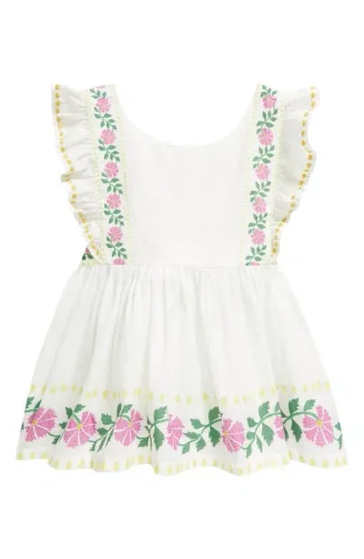 Mini Boden Kids' Bow Back Top In Vanilla Pod Floral