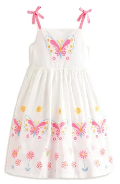 Mini Boden Kids' Broderie Butterflies Dress In Vanilla Pod Ivory