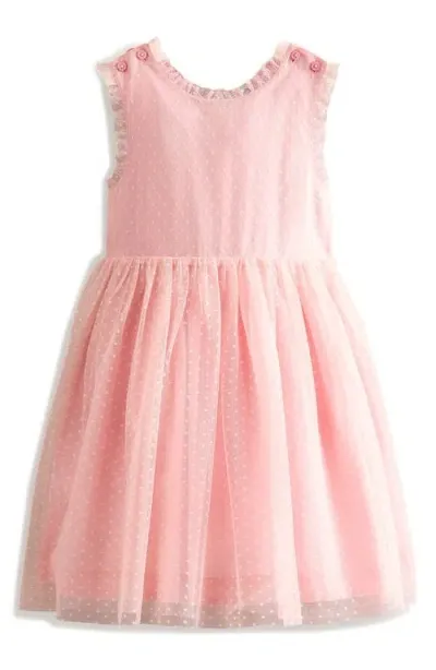 Mini Boden Kids' Butterfly Appliqué Sleeveless Tulle Dress In Ballet Pink Butterfly