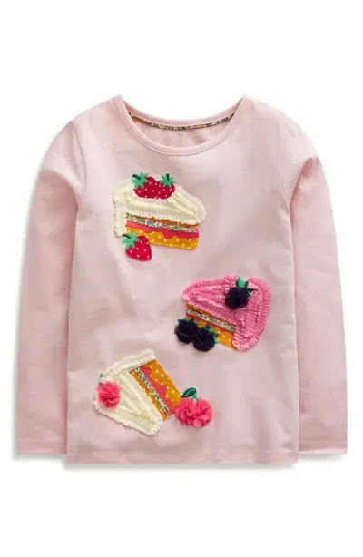 Mini Boden Kids' Cake Appliqué Cotton T-shirt In Chalk Pink Cakes