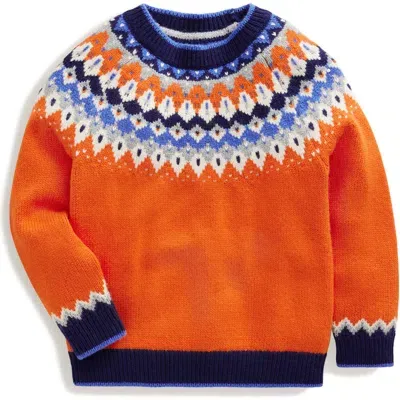 Mini Boden Kids' Fair Isle Sweater In Terracotta Orange