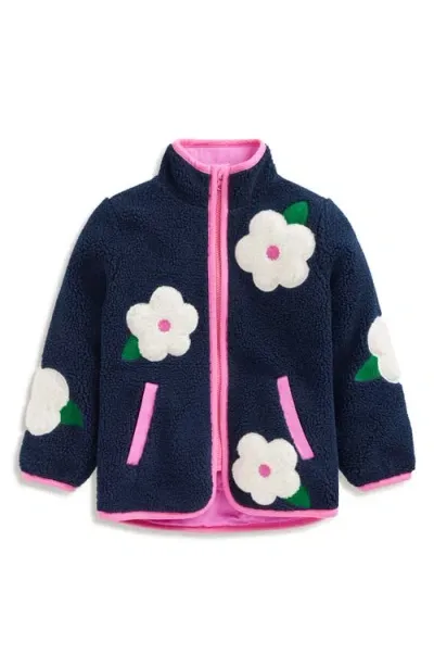 Mini Boden Kids' Fleece Jacket In College Navy Floral