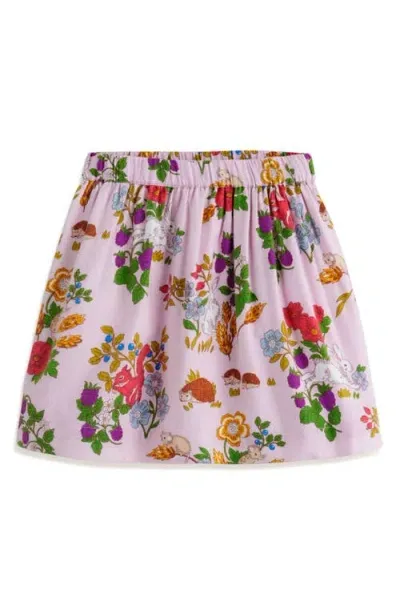 Mini Boden Kids' Floral Cotton Twirly Skirt In French Pink Forrest