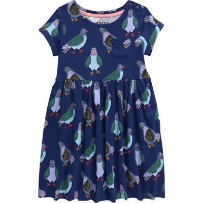 Mini Boden Kids' Fun Jersey Dress In Starboard Navy Pigeons