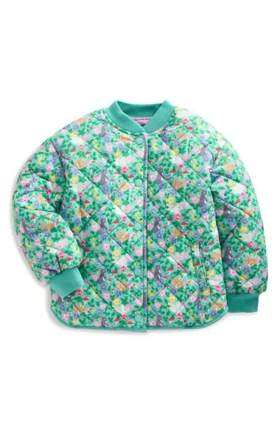 Mini Boden Kids' Fun Quilted Bomber Jacket In Corsica Blue Bunny Field