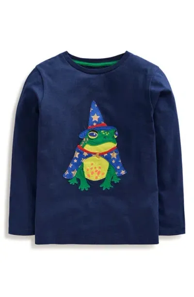 Mini Boden Kids' Halloween Appliqué Cotton T-shirt In College Navy