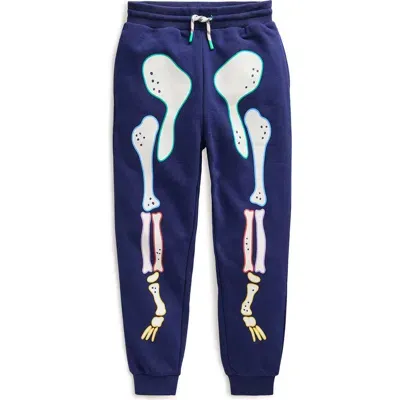 Mini Boden Kids' Halloween Bones Graphic Joggers In College Navy