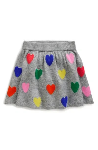 Mini Boden Kids' Heart Flare Sweater Skirt In Grey Multi Hearts