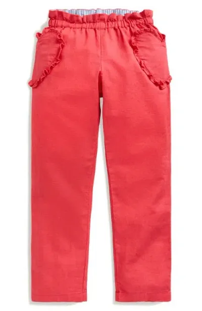 Mini Boden Kids' Heart Pocket Linen & Cotton Pants In Jam Red