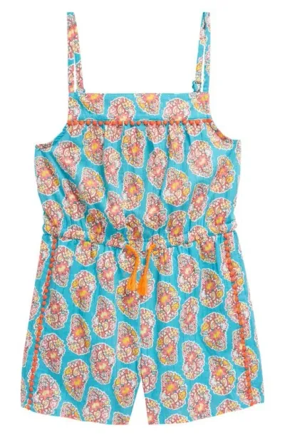 Mini Boden Kids' Print Romper In Azure Blue Paisley