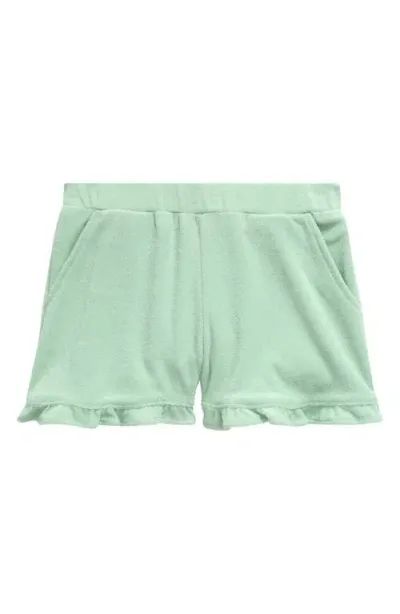 Mini Boden Kids' Ruffle Hem Terry Cloth Shorts In Pistachio Green