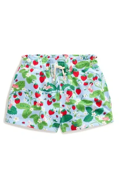 Mini Boden Kids' Strawberry Print Sweat Shorts In Strawberry Field