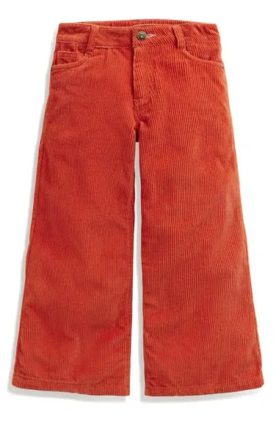 Mini Boden Kids' Wide Leg Cotton Corduroy Pants In Burnt Ochre Orange