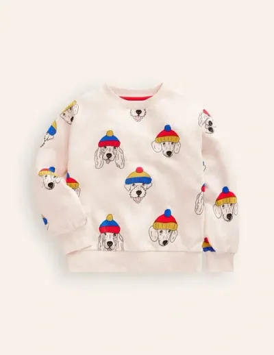 Mini Boden Kids' Printed Sweatshirt Oatmeal Dude Dogs Boys Boden