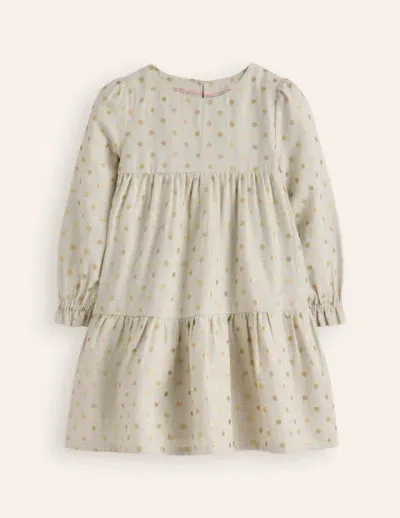 Mini Boden Kids' Betsy Tiered Twirly Dress Oatmeal/gold Spot Girls Boden