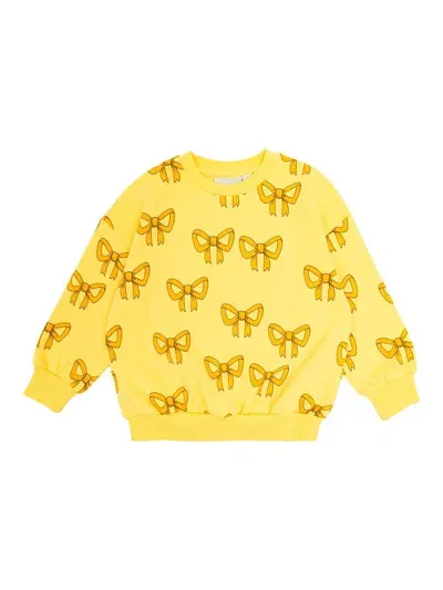 Mini Rodini Kids' Bow-print Sweatshirt In Yellow