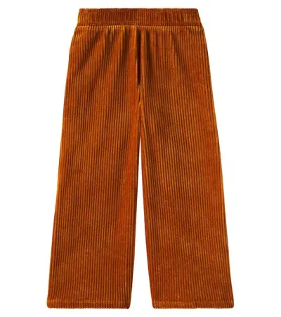 Mini Rodini Kids' Cats Cotton-blend Corduroy Straight Pants In Brown