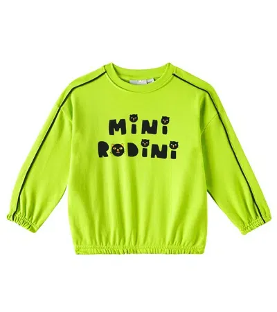 Mini Rodini Kids' Cats Cotton Sweatshirt In Green