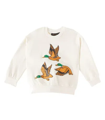 Mini Rodini Kids' Ducks Cotton Jersey Sweatshirt In White