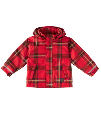 Mini Rodini Kids' Edelweiss Checked Fleece-lined Jacket In Red