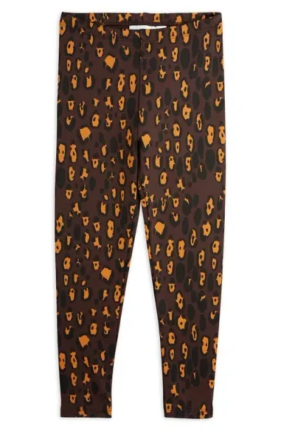 Mini Rodini Kids' Animal Print Leggings In Brown