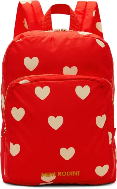 Mini Rodini Kids Red Hearts Backpack In 42 Red