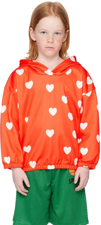 Mini Rodini Hearts Hoodie In Red