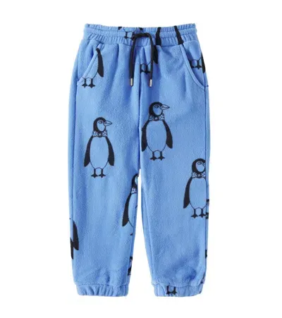 Mini Rodini Kids' Penguin Fleece Sweatpants In Blue