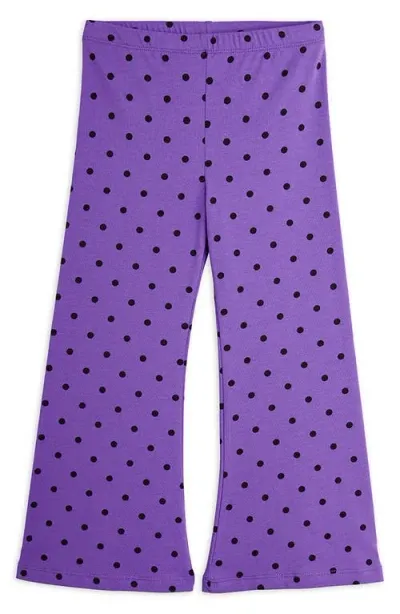 Mini Rodini Kids'  Polka Dot Flare Leg Pants In Purple