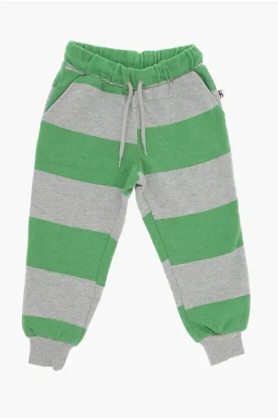 Mini Rodini Kids' Stripe-print Cotton Track Pants In Green