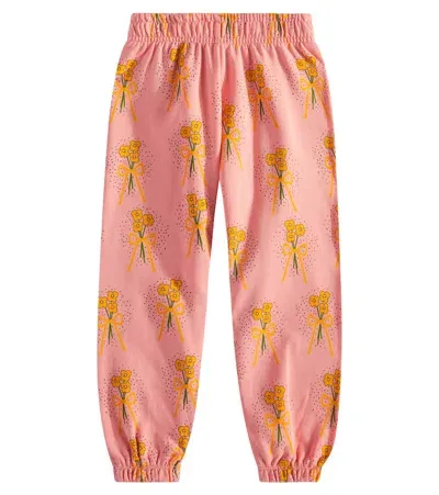 Mini Rodini Kids' Winter Flowers Cotton Sweatpants In Pink