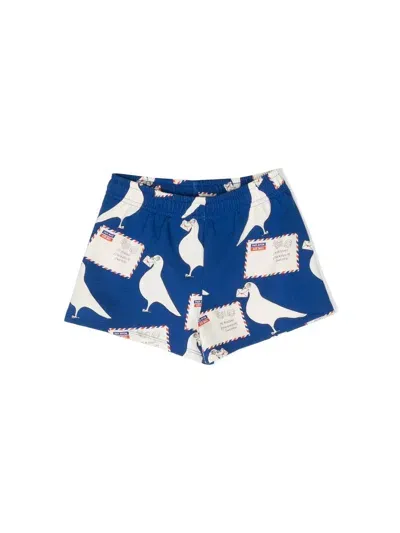 Minirodini Child Shorts: Pigeons Aop In Blue