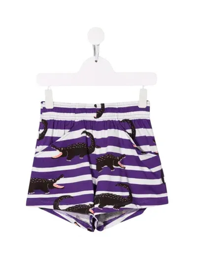 Minirodini Crocodiles Aop Shorts In Pink & Purple