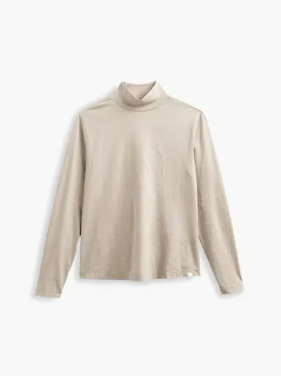 Ministry Of Supply Composite Merino Long Sleeve Mock Neck In Taupe