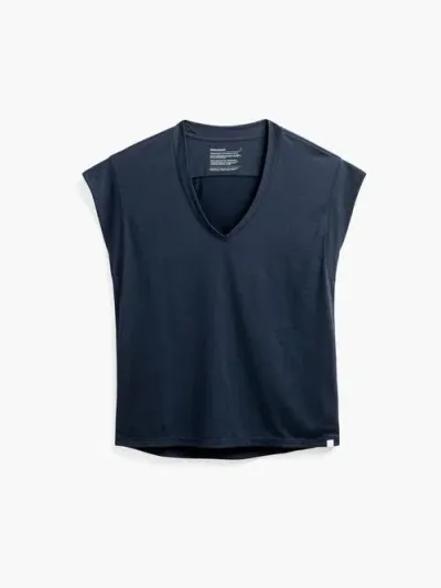 Ministry Of Supply Composite Merino V-neck Tee In Navy