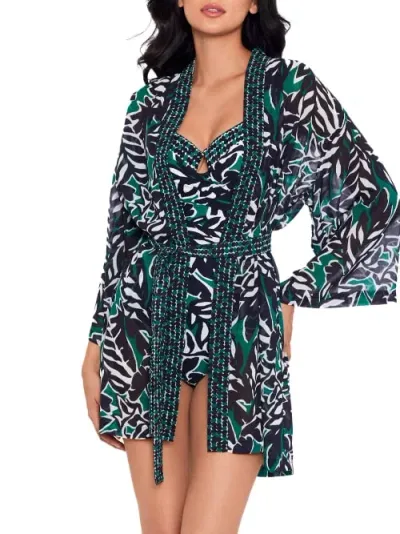 Miraclesuit Palma Verde Kimono Cover-up In Black Multi