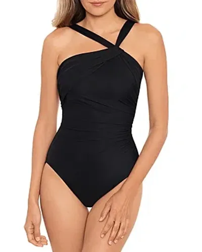 Miraclesuit Rock Solid Europa Asymmetric Underwire One Piece Swimsuit In Black