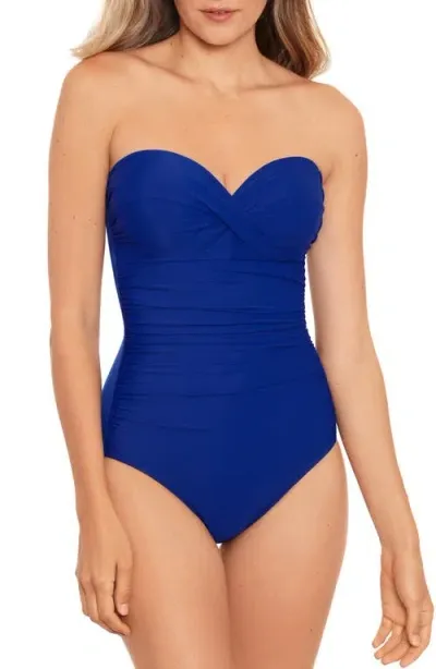 Miraclesuit ® Rock Solid Madrid Bandeau One-piece Swimsuit In Azul Blue