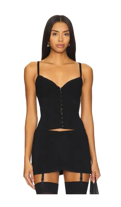 Mirror Palais Boudoir Knit Camisole Top In Black