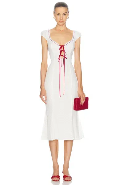 Mirror Palais Maria Rosa Lined Dress In White Eyelet