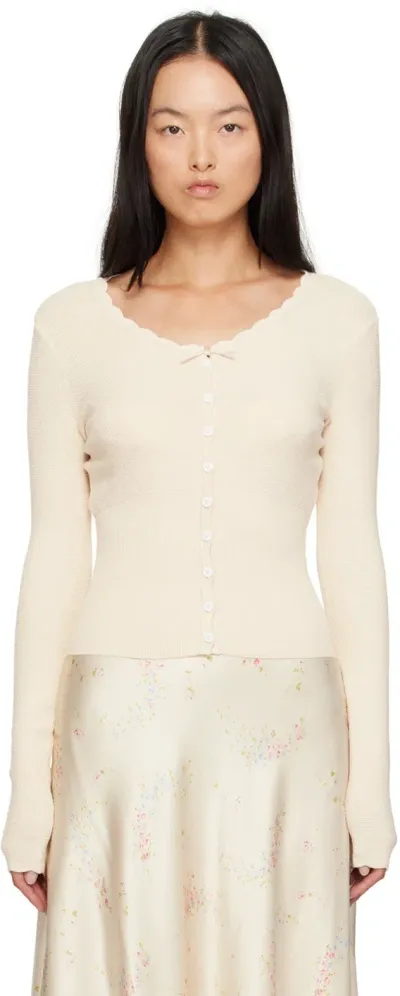 Mirror Palais Off-white Drawstring Cardigan In Lette